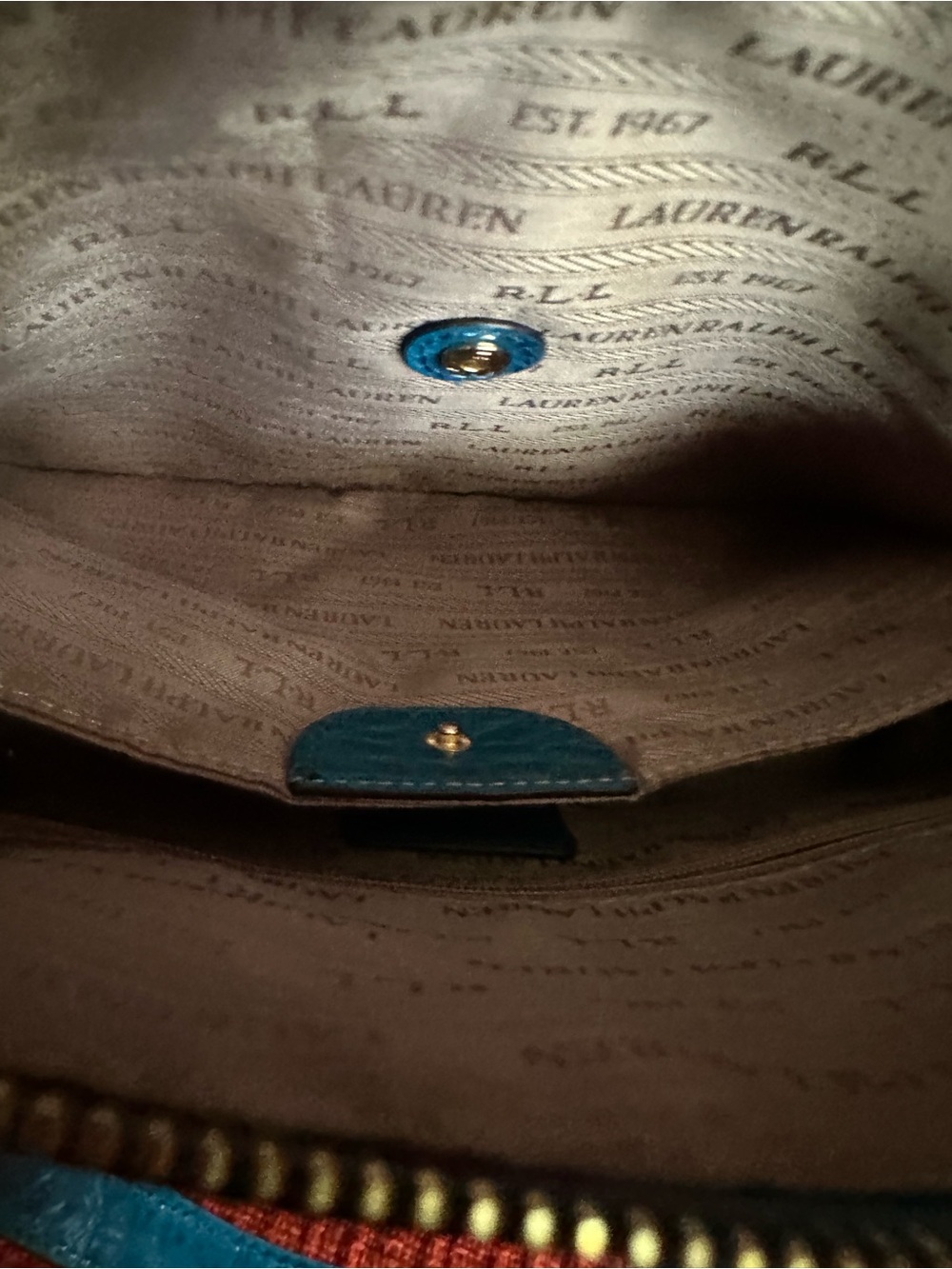 Ralph Lauren Turquoise Croc-Embossed Satchel with Gold Hardware - Picture 12 of 16